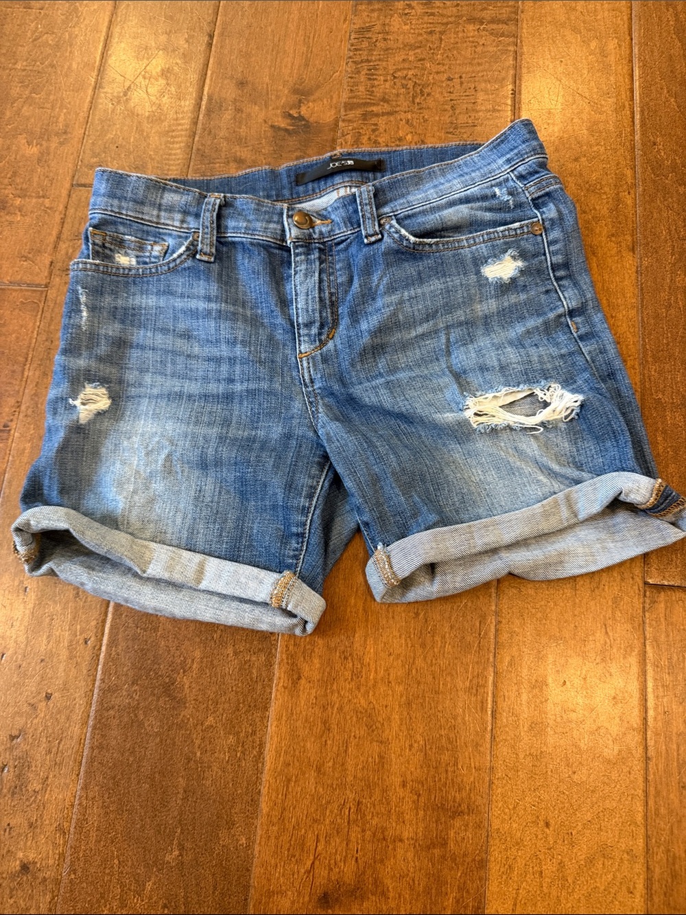 Joe's Jeans Distressed Rolled Hem Blue Denim Shorts